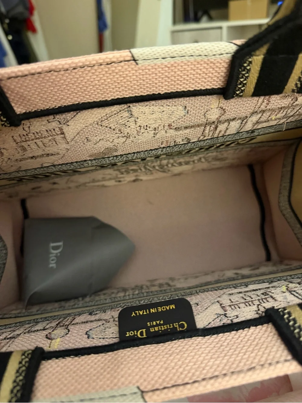 Dior Pink Shanghai Embroidered Canvas Tote